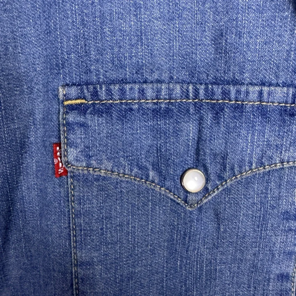 Levis Shirt Mens XXL 2XL Denim Pearl Snap Cowboy Western Barstow Medium Wash